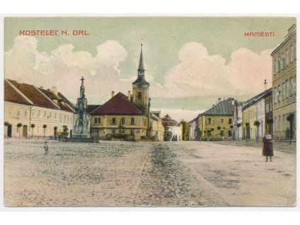 57 - Rychnovsko, Kostelec nad Orlicí, oživené náměstí, cca 1919