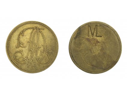 Chmelová účelová známka, A.D. kontramarka "ML", stav 1/1