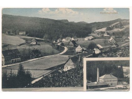 14 - Děčínsko, osada Kopec (Hemmehübel), 2 - záběr, továrna..., 1918
