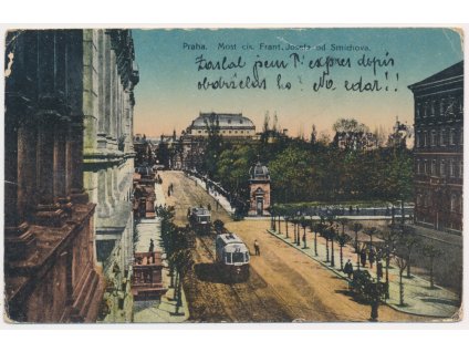 49 - Praha, most císaře Františka Josefa od Smíchova, cca 1909