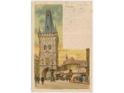 49 - Praha, oživená partie u Prašné brány, cca 1899