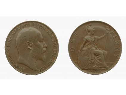 Velká Británie, mince 1 Penny, 1907, stav 1/1...viz autentické foto