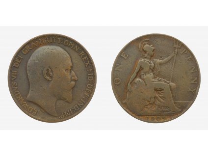 Velká Británie, mince 1 Penny, 1909, stav 1/1...viz autentické foto