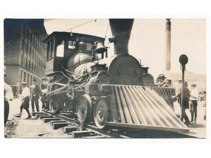 Železnice, USA, nejstarší model lokomotivy, Výstava pokroku, cca 1910