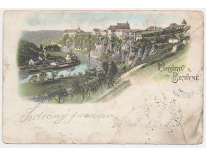 64 - Táborsko, Bechyně, koláž, pohled na město, vada, cca 1900