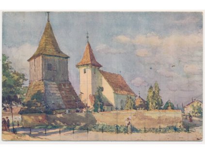 31 - Kutnohorsko, Malín, hřbitov se zvonicí, cca 1930