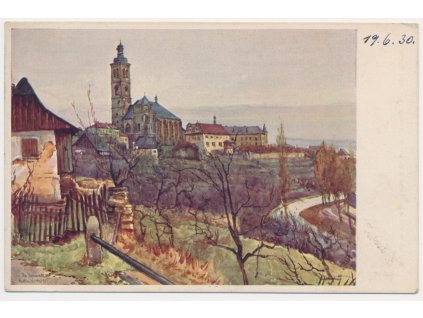 31 - Kutná Hora, kostel sv. Jakuba od Vrchlice, cca 1930
