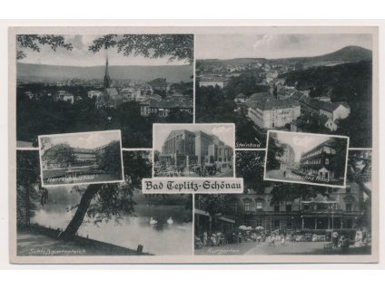 65 - Teplice-Šanov (Teplitz-Schönau), 7 - mi záběr dominant města, cca 1941