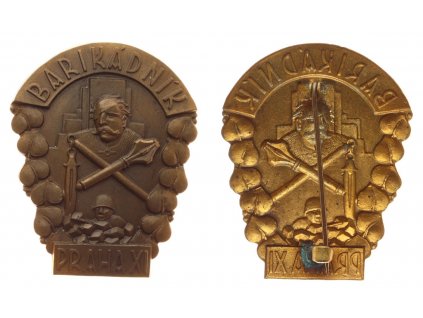 ČSR, AE pamětní odznak Barikádník Praha XI., rozměr 55x45mm, zavírací jehla