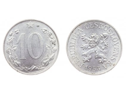 ČSSR, mince 10 h, 1953 b - Kremnica, stav +1/1+...viz autentické foto