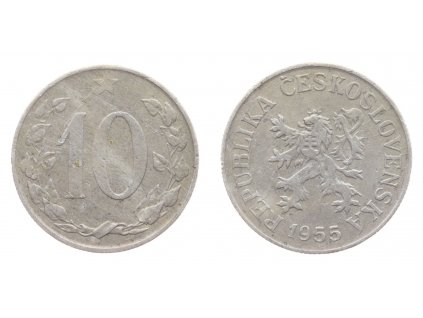 ČSSR, mince 10 h, 1955, RR, stav +1/1+...viz autentické foto