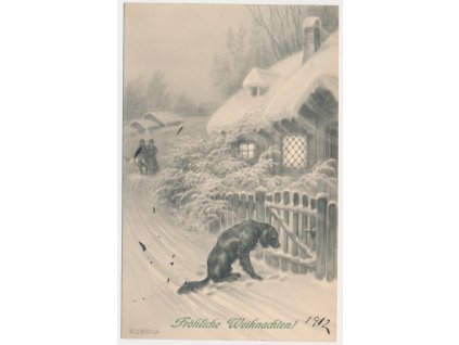 Vánoční přání, Fröhliche Weihnachten, cca 1912