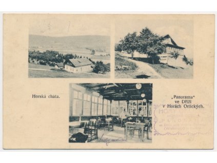 57 - Rychnovsko, Deštné, 3 záběr, Horská chata "Panorama" ve Dříši, cca 1933