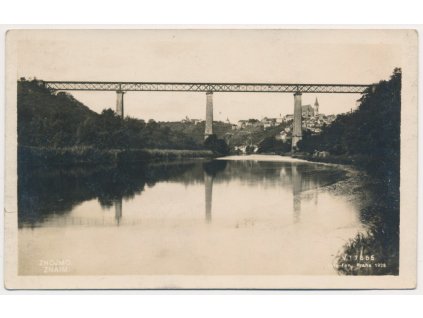 74 - Znojmo, Most severozápadní dráhy, pohled na město, cca 1928
