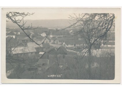 36 - Mladoboleslavsko, Ujkovice, celkový pohled na obec, cca 1930