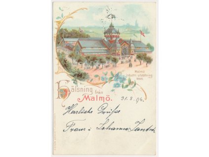 Švédsko, Malmö, koláž, "Malmo industri unställing, 1896