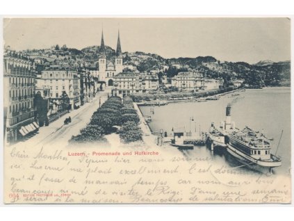 Švýcarsko, Luzern, Promenade und Hofkirche, cca 1901