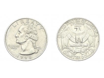 USA, mince Quarter Dollar, 1998, D, stav 1/1...viz autentické foto
