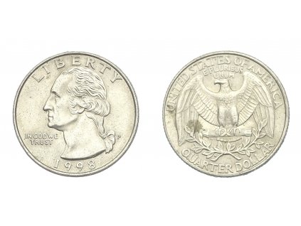 USA, mince Quarter Dollar, 1998, P, stav 1/1...viz autentické foto