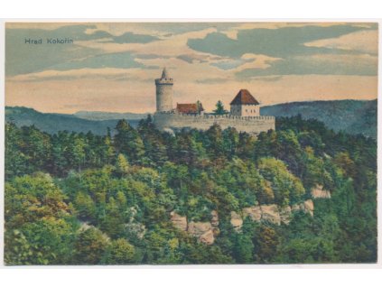 35 - Mělnicko, Kokořín, pohled na hrad, cca 1920