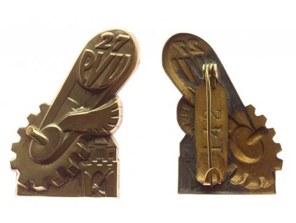 ČSR, AE odznak 27. Pražské výstavní veletrhy, zavírací jehla, plech