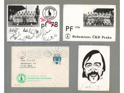 Panenka Antonín (1948), fotbalista, Bohemians ČKD Praha, PF 78 a PF 79, podpisy fotbalistů na sb. listu