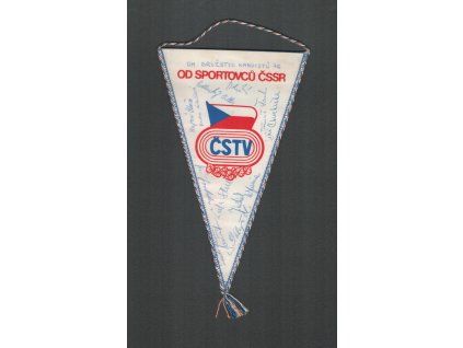 ČSSR, ČSTV, vlaječka s podpisy kanoistů Olympijského družstva 1976