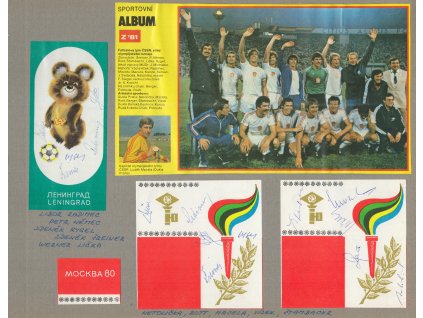 Reprezentace ČSSR/OH Moskva 1980, sběratelský list s vl. podpisy reprezentantů
