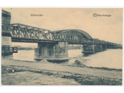 Německo, Wittenberge, Elbbrücke, most přes řeku Labe, cca 1913