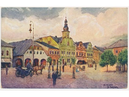 57 - Rychnov nad Kněžnou, oživené náměstí, cca 1926