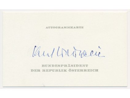 Waldheim Kurt (1918-2007), prezident Rakouska, právník, sběratel. kartička s vl. podpisem