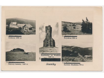 62 - Šumpersko, Jeseníky, 5 - ti záběr, Ovčárna, Švýcárna..., cca 1950