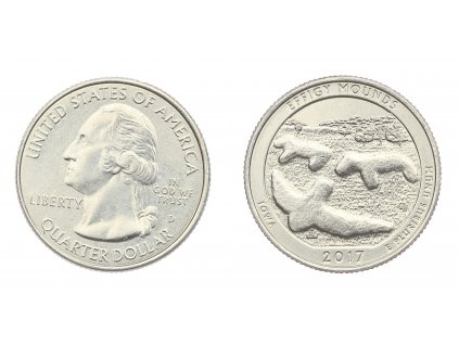 USA, pamětní mince Quarter Dollar, 2017, D, Effigy Mounds, stav 1/1...viz autentické foto