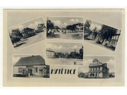 67 - Třebíčsko, Mstětice,6 - ti záběr částí obce, obchod, náměstí,1940