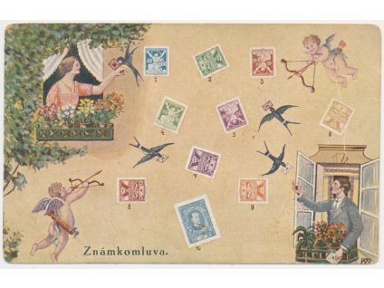 Známkomluva, koláž, milostná pohlednice, cca 1924