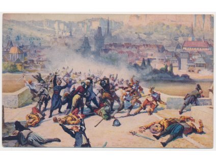 49 - Praha, Boj Švédů se studenty r. 1648, cca 1925