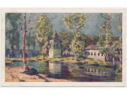 40 - Nymbursko, Poděbrady, Partie u havířského kostelíčka, cca 1928