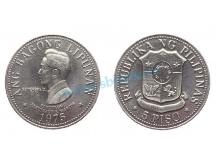 Filipíny, mince 5 Piso, 1975, Fedinand Marcos, stav -0/0-