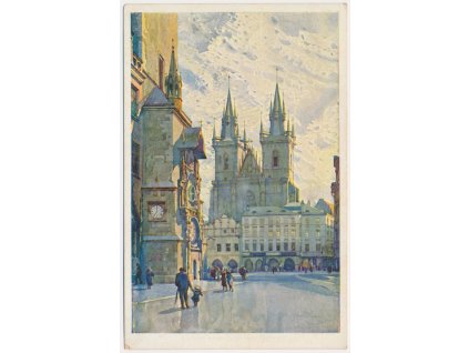 49 - Praha, oživená partie před Týnským chrámem, cca 1926