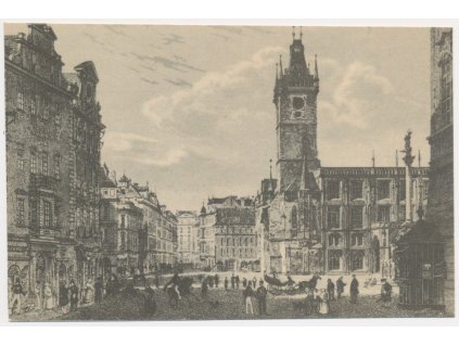 49 - Praha, Oživené Staroměstské náměstí, Radnice od východu, cca 1918