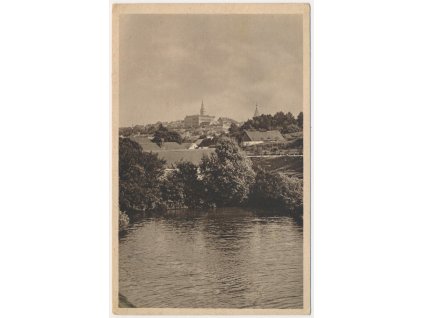 67 - Třebíčsko, Jemnice, pohled na město od řeky, cca 1931