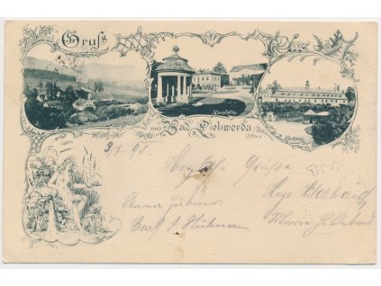 32 - Liberecko, Lázně Libverda (Bad-Liebwerda), 4 záběrová koláž, cca 1898