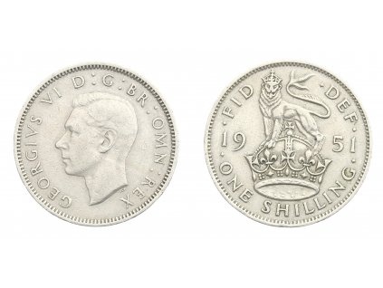 Velká Británie, mince 1 Shilling, 1951, stav 1/1...viz autentické foto