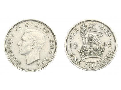 Velká Británie, mince 1 Shilling, 1949, stav 1/1...viz autentické foto