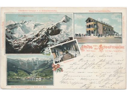 Rakousko, Gruss von Schmittenhöhe, Grossglocner u. Ä., cca 1900