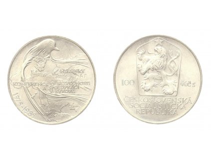 ČSSR, 100 Kčs, Konference v Helsinkách, 1985, Ag (stříbrná) mince