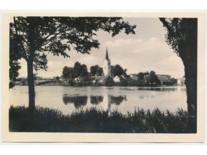 23 - Jihlavsko, Telč, partie, pohled na město, cca 1945