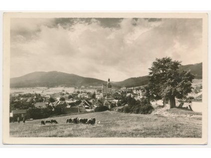 48 - Prachatice, oživený pohled na město, cca 1956