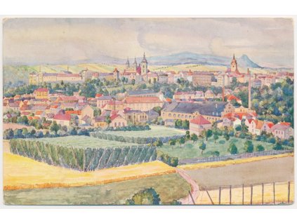 34 - Lounsko, Žatec, celkový pohled od západu, cca 1925