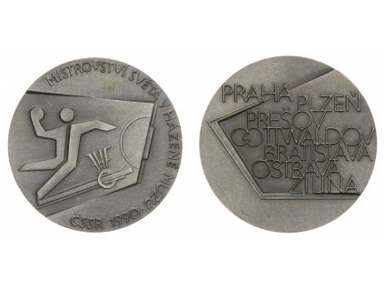 ČSSR, AE medaile MS v házené mužů, 1990, průměr 60mm, stav 1/1